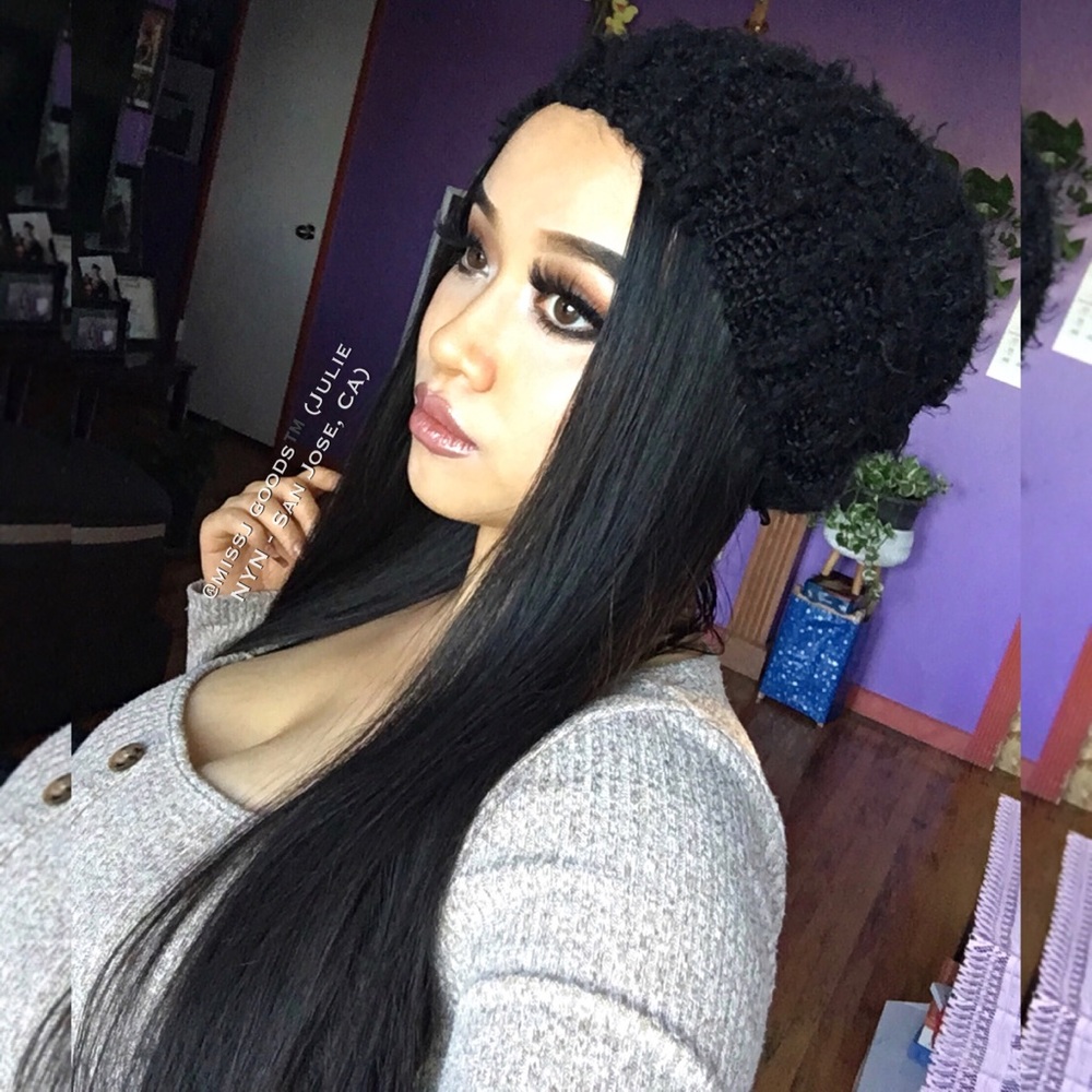 🧢 Black Fuzzy Crochet Knitted Slouchy Beanie